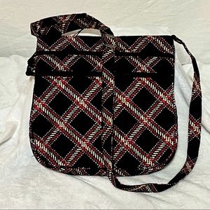 Vera Bradley Triple Zip Crossbody Hipster Bag Minsk plaid purse black red white